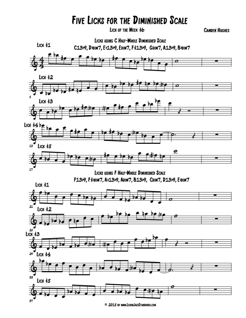 Lick of the Week 6 Five Useful Licks from the Diminished Scale (Part 1) Learn Jazz Standards