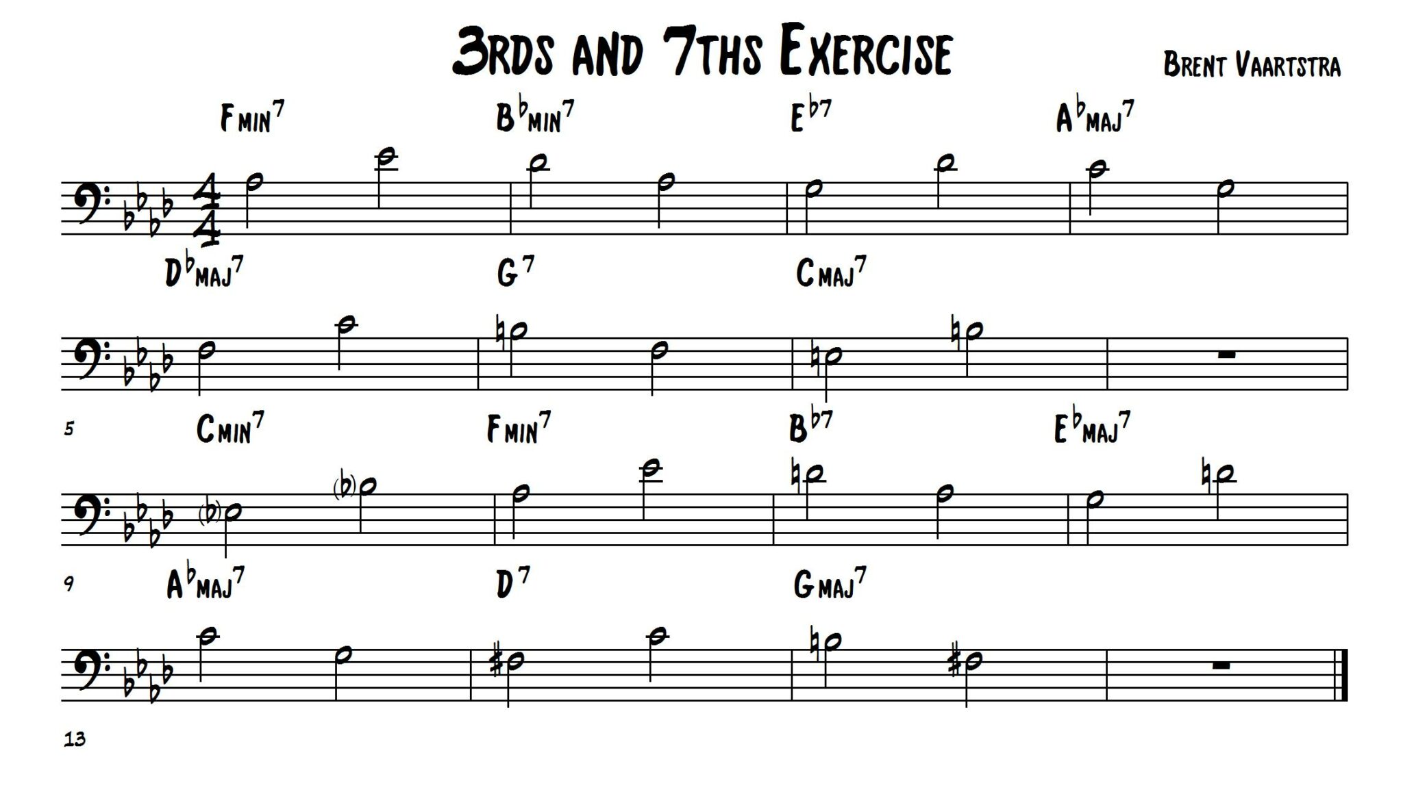 3rds and 7ths Exercise (Bass Clef)