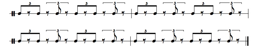 Using Rests and Odd Groupings to Spice Up Your Rhythms 7 rhythmic example of triplets and eighth notes with rests on the second beat