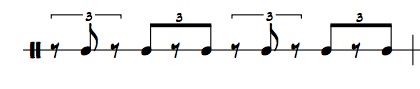 group of two notes over triplets rhythm
